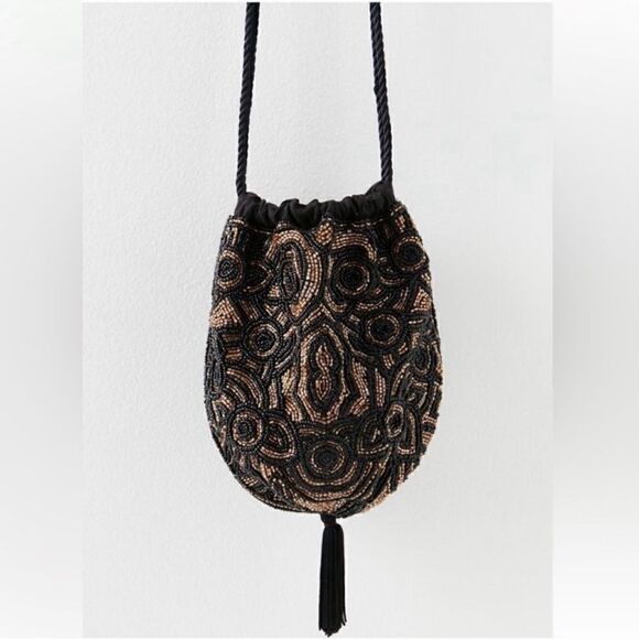 Free People Black Beaded Bucket Bag - Picture 3 of 7